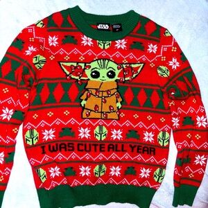 Mad Engine Star Wars Baby Yoda Christmas sweater size 4T .